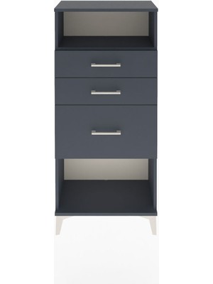 Arges Dolap Tek Raflı 3 Çekmeceli 60X30X134 Antrasit-Antrasit