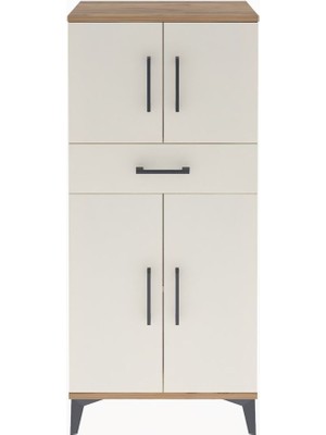 Arges Dolap 2 Raflı Tek Çekmeceli 4 Kapaklı 60X30X134 Çam-Aytaşı