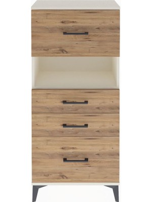 Arges Dolap Tek Raflı 4 Çekmeceli 60X30X134 Aytaşı-Çam