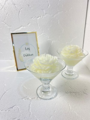 1 Adet Beyaz Şakayık Çiçekli Dekoratif Cam Kase Özel Tasarım Kokulu Aromaterapi Mum