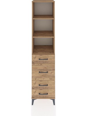 Hyperion Dolap 3 Raflı 4 Çekmeceli 44X44X195 Çam-Çam