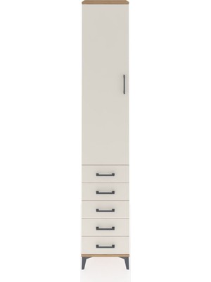 Hyperion Dolap 4 Raflı 5 Çekmeceli Tek Kapaklı 44X44X243 Çam-Aytaşı