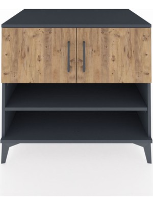 Kronos Şifonyer 3 Raflı 2 Kapaklı 88X59X80 Antrasit-Çam