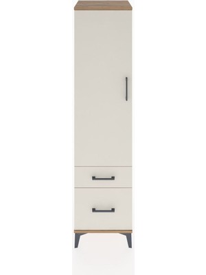 Hyperion Dolap 4 Raflı 2 Çekmeceli Tek Kapaklı 44X44X182 Çam-Aytaşı