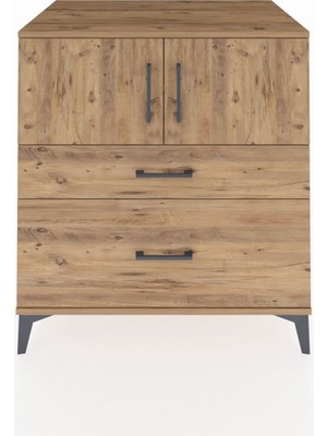 Kronos Şifonyer 2 Raflı 2 Çekmeceli 2 Kapaklı 88X59X96 Çam-Çam