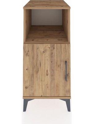 Kronos Komodin 2 Raflı Tek Kapaklı 44X59X96 Çam-Çam