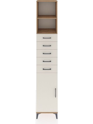 Hyperion Dolap 3 Raflı 5 Çekmeceli Tek Kapaklı 44X44X243 Çam-Aytaşı