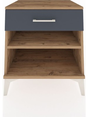 Kronos Komodin Tek Raflı Tek Çekmeceli 60X59X64 Çam-Antrasit