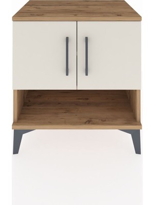 Hyperion Komodin 2 Raflı 2 Kapaklı 60X44X64 Çam-Aytaşı