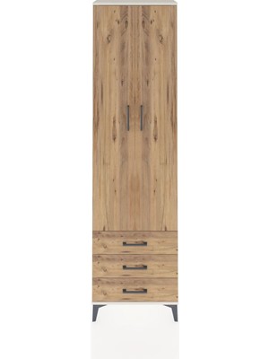 Arges Dolap 3 Raflı 3 Çekmeceli Tek Askılı 60X30X221 Aytaşı-Çam