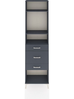 Arges Dolap 3 Raflı 3 Çekmeceli 60X30X221 Antrasit-Antrasit