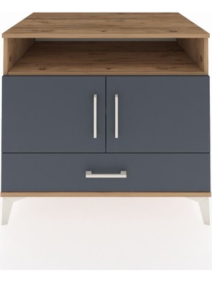 Kronos Şifonyer 3 Raflı Tek Çekmeceli 2 Kapaklı 88X59X80 Çam-Antrasit