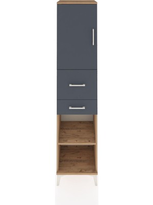 Hyperion Dolap 4 Raflı 2 Çekmeceli Tek Kapaklı 44X44X195 Çam-Antrasit