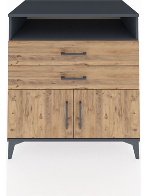 Kronos Şifonyer 2 Raflı 2 Çekmeceli 2 Kapaklı 88X59X96 Antrasit-Çam
