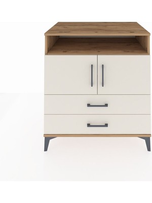 Kronos Şifonyer 3 Raflı 2 Çekmeceli 2 Kapaklı 88X59X96 Çam-Aytaşı
