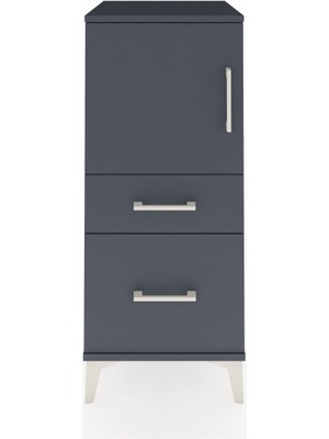 Hyperion Komodin 2 Raflı 2 Çekmeceli Tek Kapaklı 44X44X106 Antrasit-Antrasit