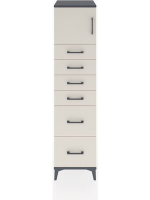 Hyperion Dolap Tek Raflı 6 Çekmeceli Tek Kapaklı 44X44X182 Antrasit-Aytaşı