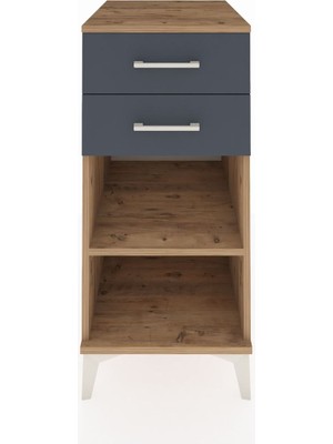 Kronos Komodin Tek Raflı 2 Çekmeceli 44X59X96 Çam-Antrasit