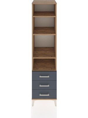 Hyperion Dolap 4 Raflı 3 Çekmeceli 44X44X182 Çam-Antrasit