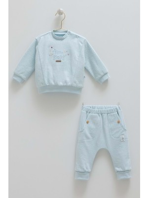 Color World Cep Düğme Detaylı Alt Üst Takım - Caramell  - TKE1985 - Mavi - 9 - 12 Ay - TKE1985-MAVI-9 - 12 Ay Mavi