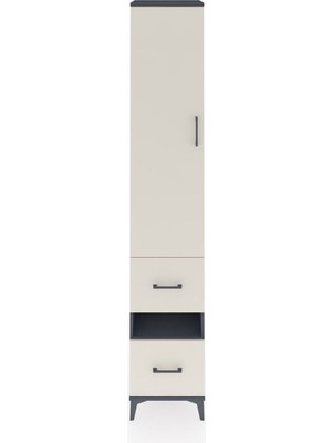 Hyperion Dolap 3 Raflı 2 Çekmeceli Tek Askılı 44X44X243 Antrasit-Aytaşı