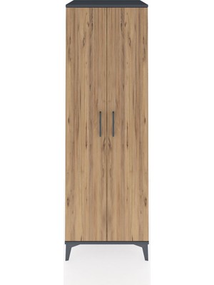 Kronos Dolap 4 Raflı 2 Kapaklı 60X59X182 Antrasit-Çam