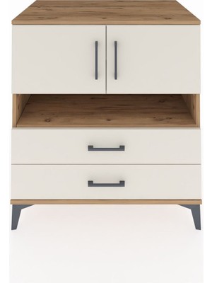 Kronos Şifonyer 3 Raflı 2 Çekmeceli 2 Kapaklı 88X59X96 Çam-Aytaşı