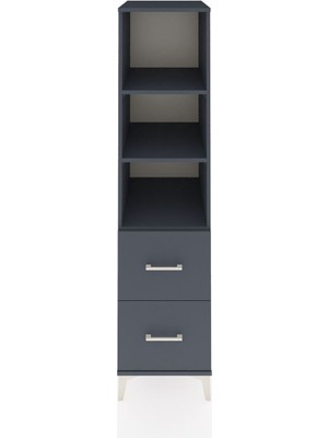 Kronos Dolap 3 Raflı 2 Çekmeceli 44X59X182 Antrasit-Antrasit