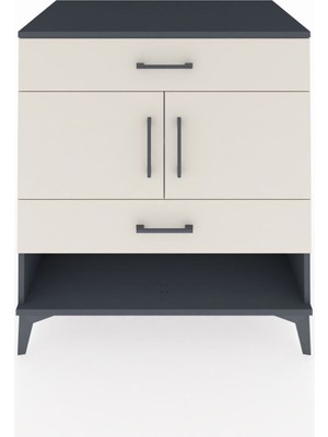 Kronos Şifonyer 2 Raflı 2 Çekmeceli 2 Kapaklı 88X59X96 Antrasit-Aytaşı