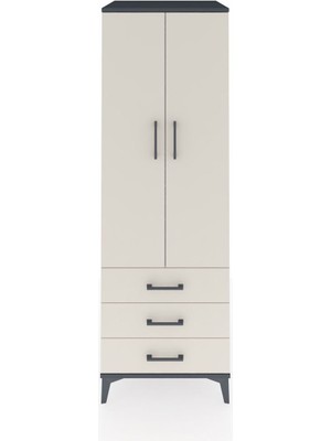 Kronos Dolap 2 Raflı 3 Çekmeceli 2 Kapaklı 60X59X182 Antrasit-Aytaşı