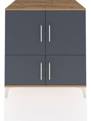 Kronos Şifonyer 3 Raflı 4 Kapaklı 88X59X96 Çam-Antrasit