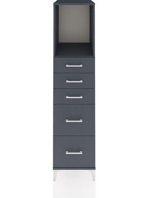 Kronos Dolap Tek Raflı 5 Çekmeceli 44X59X182 Antrasit-Antrasit