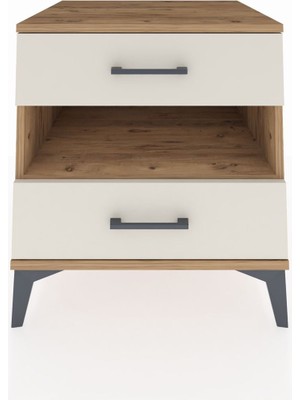 Kronos Komodin Tek Raflı 2 Çekmeceli 60X59X64 Çam-Aytaşı