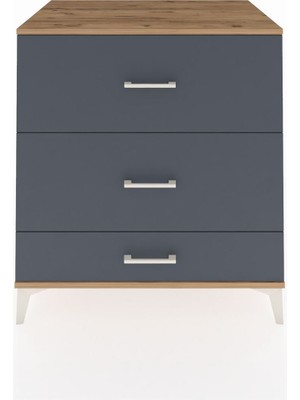 Kronos Şifonyer 3 Çekmeceli 88X59X96 Çam-Antrasit