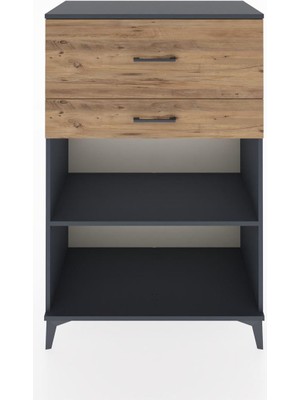 Hyperion Dolap Tek Raflı 2 Çekmeceli 88X44X134 Antrasit-Çam