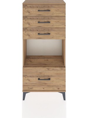Hyperion Dolap Tek Raflı 4 Çekmeceli 60X44X134 Çam-Çam
