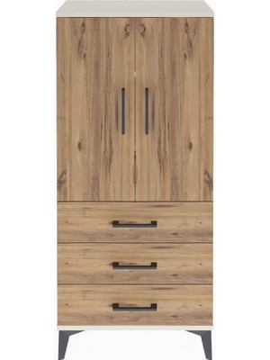 Arges Dolap 3 Raflı 3 Çekmeceli 2 Kapaklı 60X30X134 Aytaşı-Çam