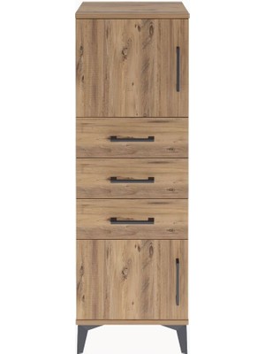 Arges Dolap 2 Raflı 3 Çekmeceli 2 Kapaklı 44X30X134 Çam-Çam