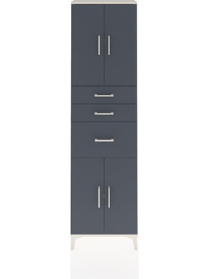 Arges Dolap 3 Raflı 3 Çekmeceli 4 Kapaklı 60X30X221 Aytaşı-Antrasit