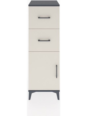 Hyperion Dolap Tek Raflı 2 Çekmeceli Tek Kapaklı 44X44X134 Antrasit-Aytaşı