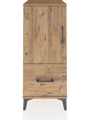 Hyperion Komodin 2 Raflı Tek Çekmeceli Tek Kapaklı 44X44X106 Çam-Çam