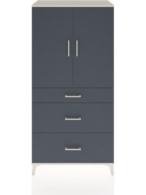 Hyperion Dolap 2 Raflı 3 Çekmeceli 2 Kapaklı 88X44X182 Aytaşı-Antrasit