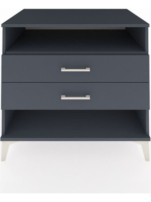 Kronos Şifonyer Tek Raflı 2 Çekmeceli 88X59X80 Antrasit-Antrasit