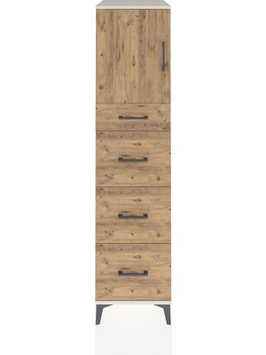 Kronos Dolap Tek Raflı 4 Çekmeceli Tek Kapaklı 44X59X182 Aytaşı-Çam