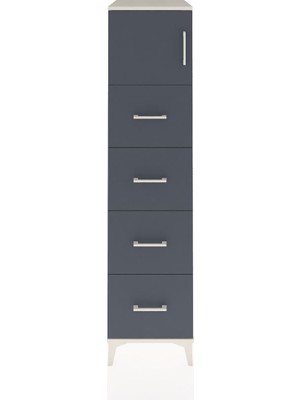 Kronos Dolap Tek Raflı 4 Çekmeceli Tek Kapaklı 44X59X182 Aytaşı-Antrasit