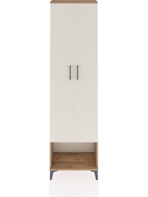 Arges Dolap 3 Raflı 2 Kapaklı Tek Askılı 60X30X221 Çam-Aytaşı