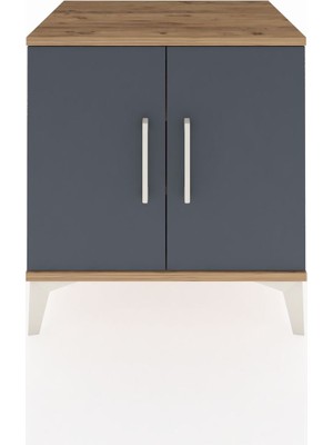 Hyperion Komodin 2 Raflı 2 Kapaklı 60X44X64 Çam-Antrasit