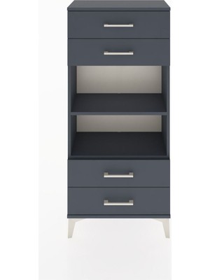 Hyperion Dolap 2 Raflı 4 Çekmeceli 60X44X134 Antrasit-Antrasit