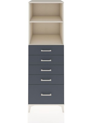 Kronos Dolap 2 Raflı 5 Çekmeceli 60X59X182 Aytaşı-Antrasit