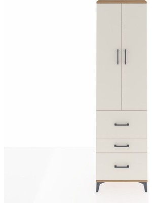 Arges Dolap 3 Raflı 3 Çekmeceli 2 Kapaklı 60X30X221 Çam-Aytaşı